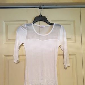 White Sheer Paneled Sweetheart Cut Top